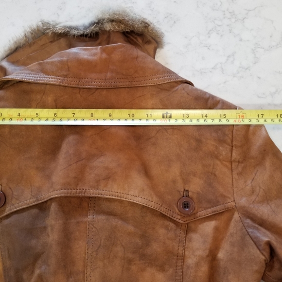 🧥VINTAGE DANIER LEATHER TRENCH COAT WITH FUR COLLAR - Picture 8 of 16